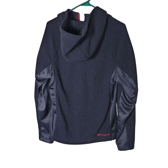 Spyder Quarter Zip Pullover Black Red Mens Lightweight Medium Long Sleeve Hood - Picture 10 of 11